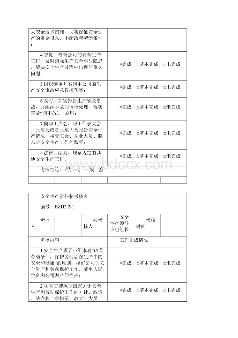 安全生产责任制全套考核表Word下载.docx_第2页