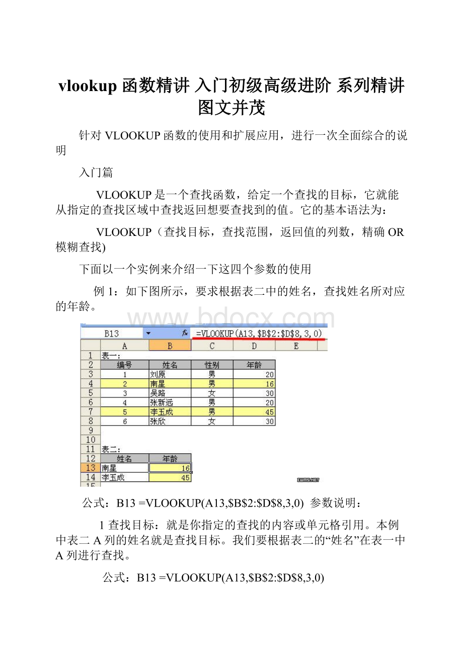 vlookup 函数精讲 入门初级高级进阶 系列精讲 图文并茂.docx_第1页