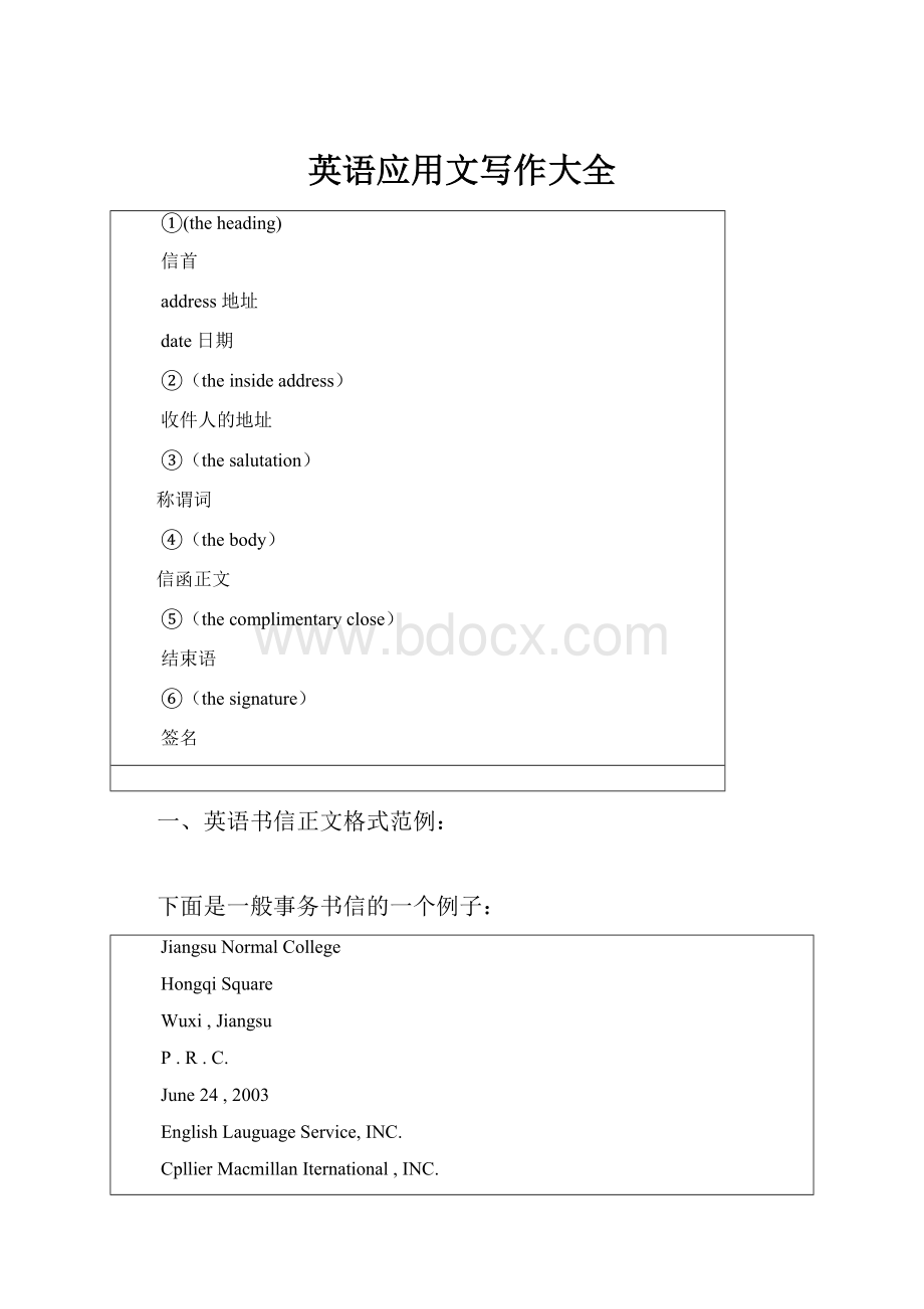 英语应用文写作大全Word文件下载.docx