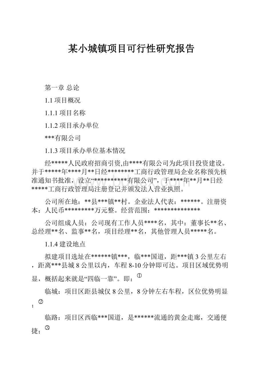 某小城镇项目可行性研究报告.docx_第1页