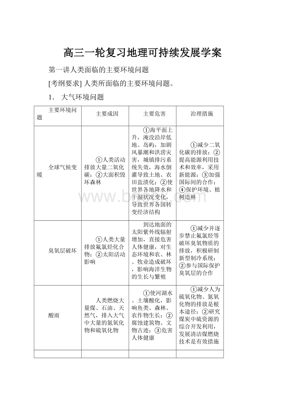 高三一轮复习地理可持续发展学案Word文档下载推荐.docx