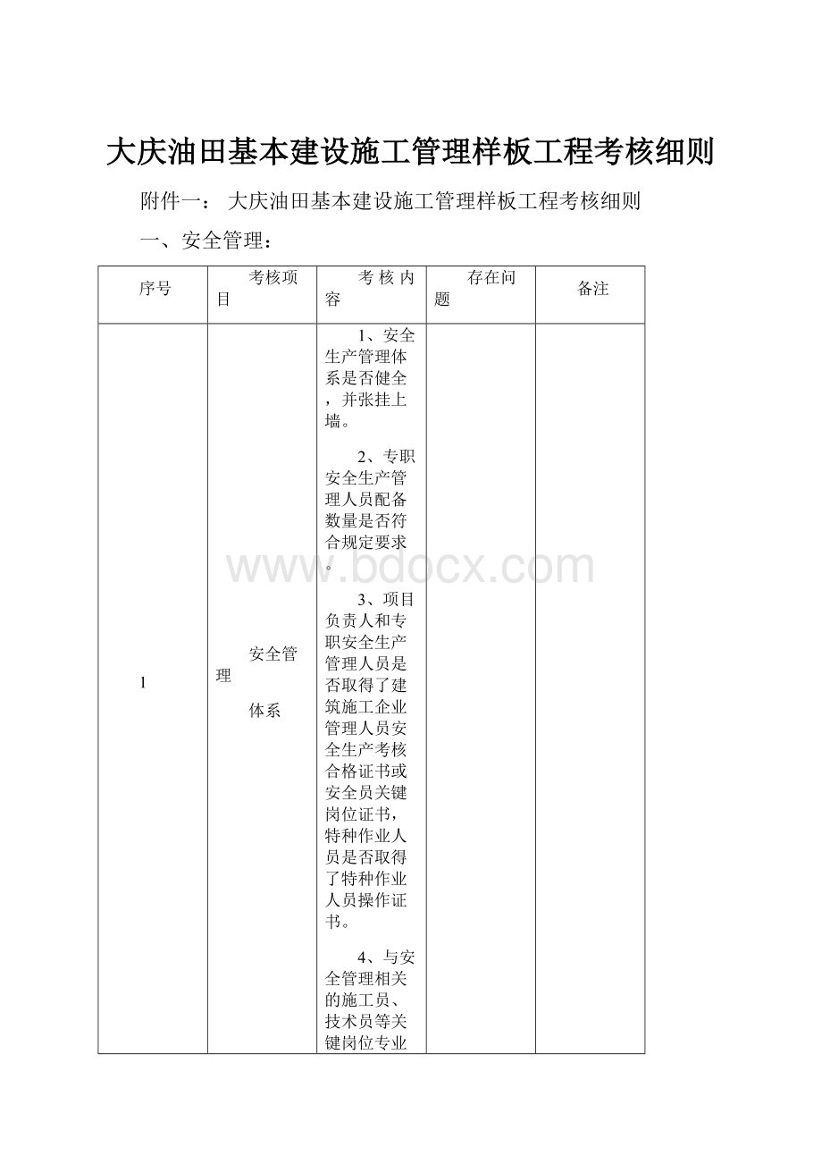 大庆油田基本建设施工管理样板工程考核细则.docx