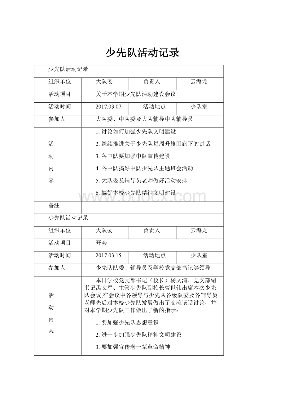 少先队活动记录Word格式文档下载.docx