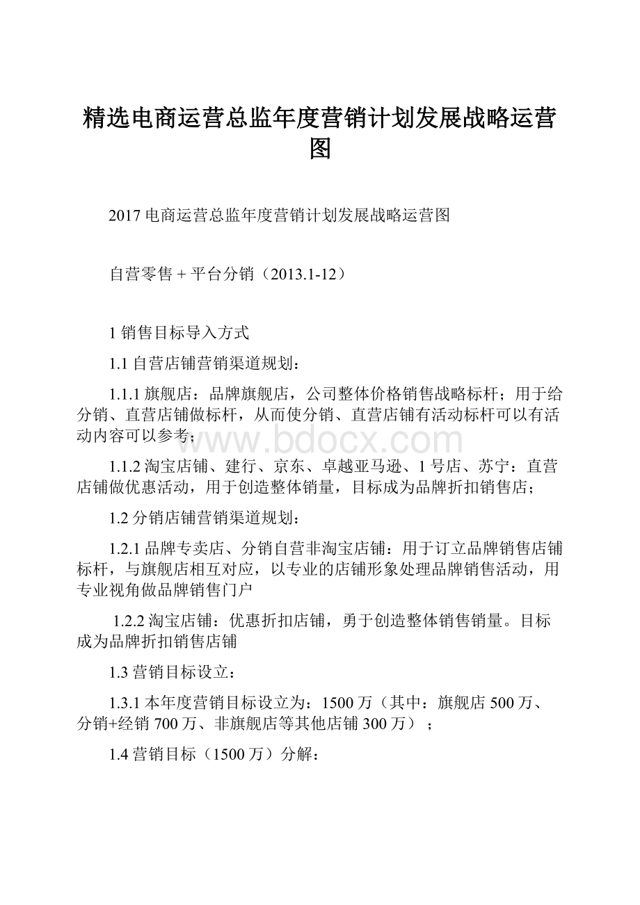 精选电商运营总监年度营销计划发展战略运营图.docx_第1页