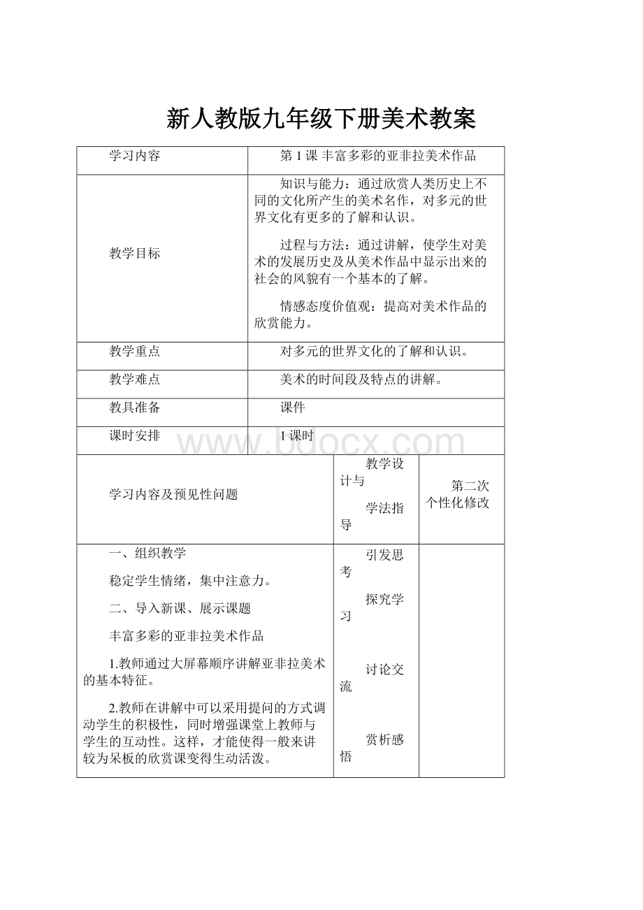 新人教版九年级下册美术教案.docx_第1页