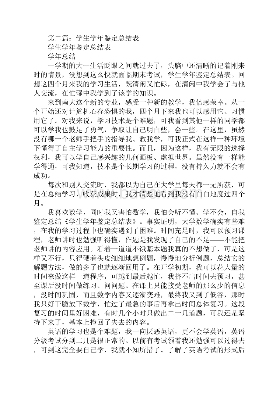 学生学年鉴定总结表个人总结.docx_第2页