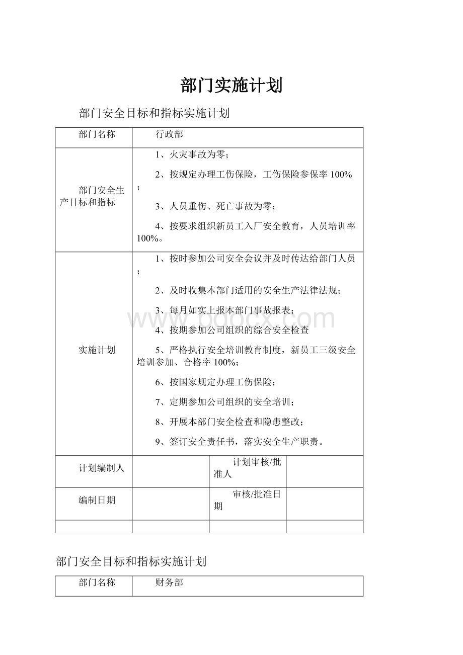 部门实施计划.docx_第1页