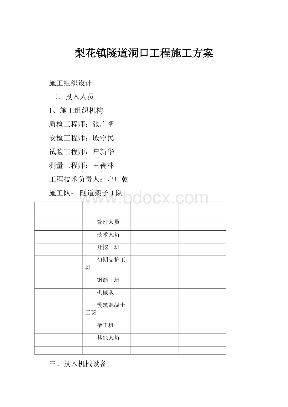 梨花镇隧道洞口工程施工方案.docx_第1页