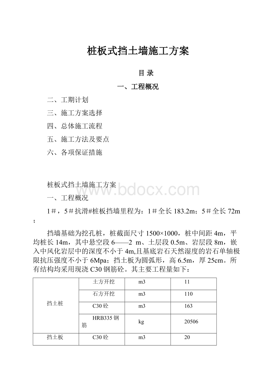 桩板式挡土墙施工方案.docx_第1页