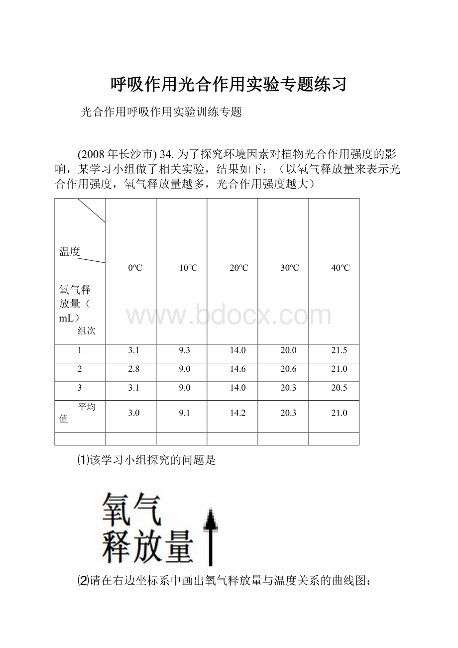 呼吸作用光合作用实验专题练习.docx