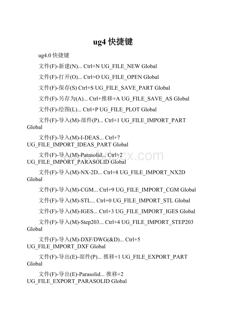 ug4快捷键Word文档下载推荐.docx