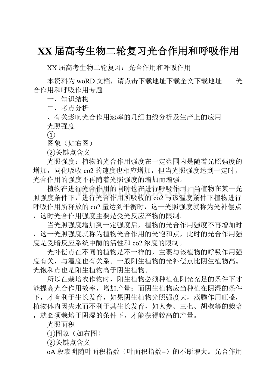 XX届高考生物二轮复习光合作用和呼吸作用.docx_第1页