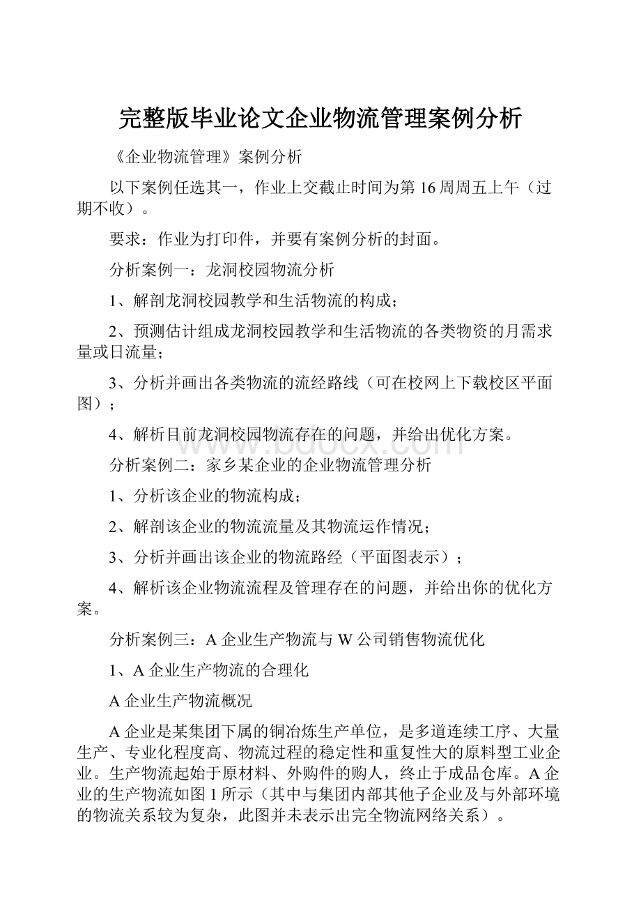 完整版毕业论文企业物流管理案例分析.docx_第1页