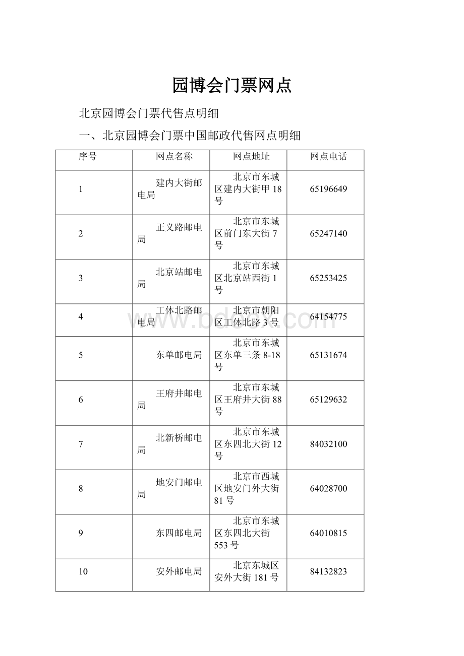 园博会门票网点Word文档下载推荐.docx