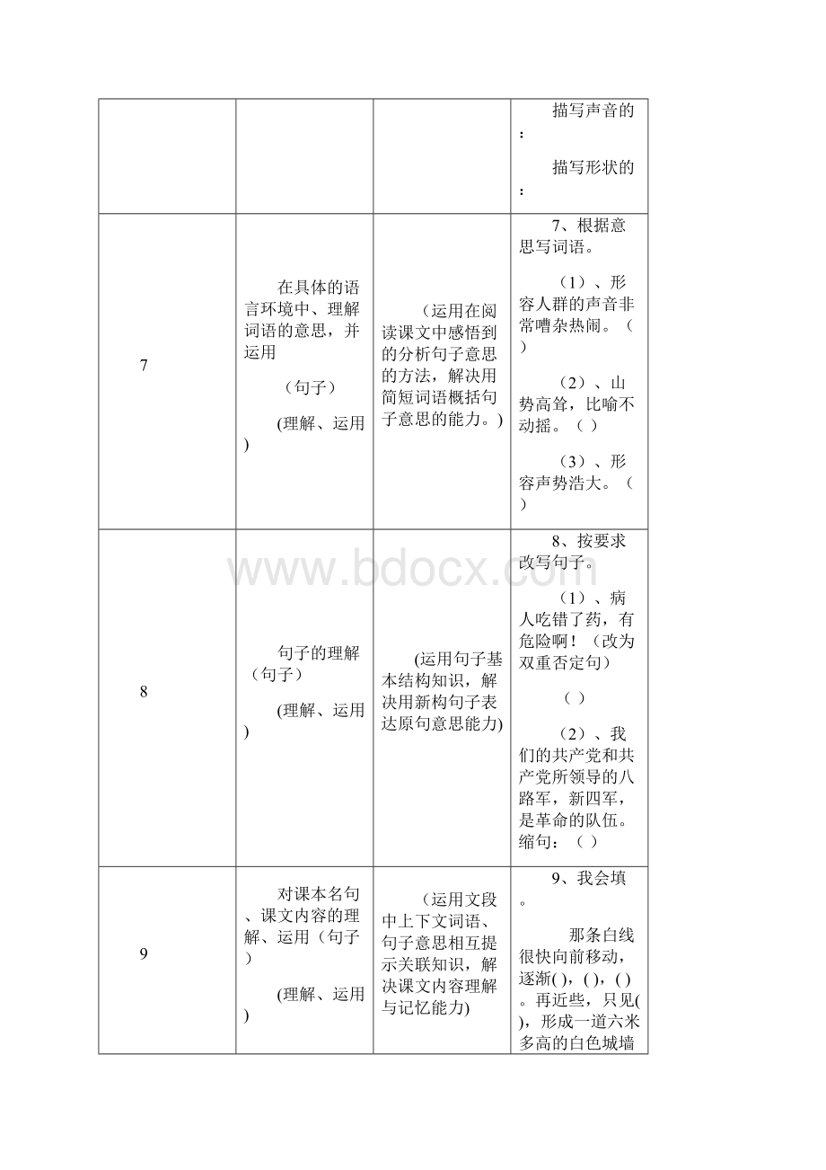 四上第一单元双向细目表.docx_第3页