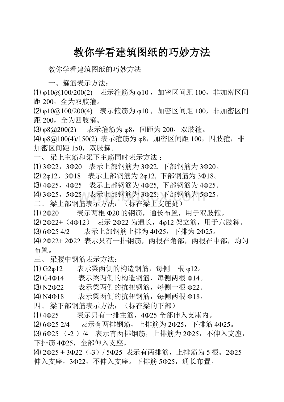 教你学看建筑图纸的巧妙方法Word格式.docx