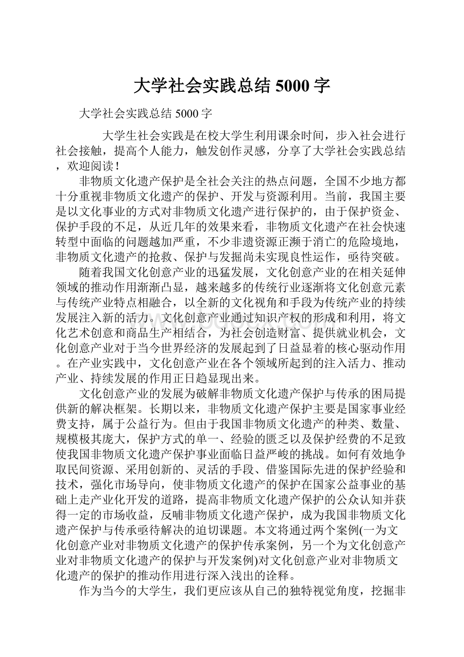 大学社会实践总结5000字.docx