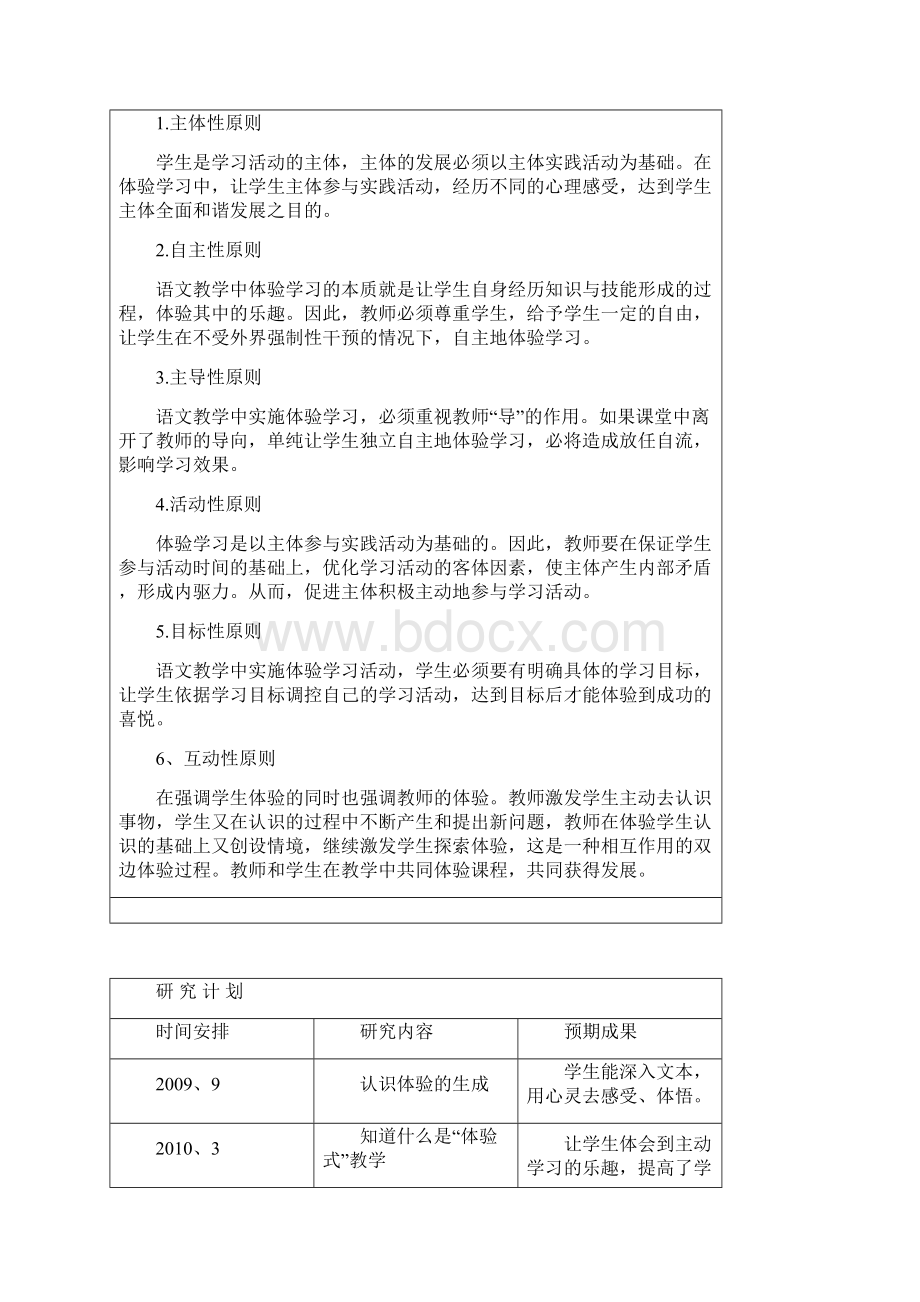 小学语文课题研究 小学体验式阅读教学方法的研究Word下载.docx_第3页