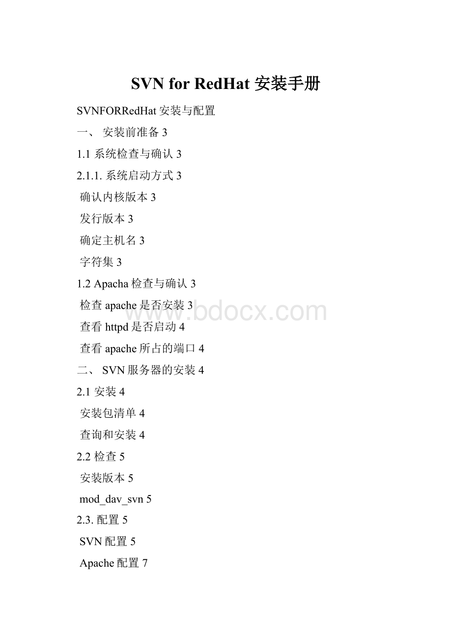 SVN for RedHat 安装手册Word下载.docx