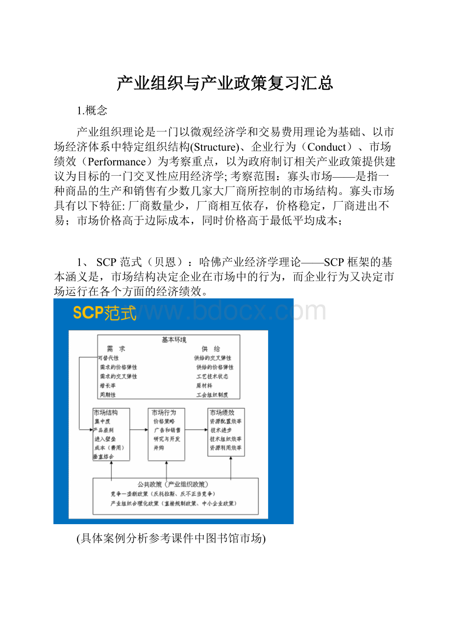 产业组织与产业政策复习汇总.docx