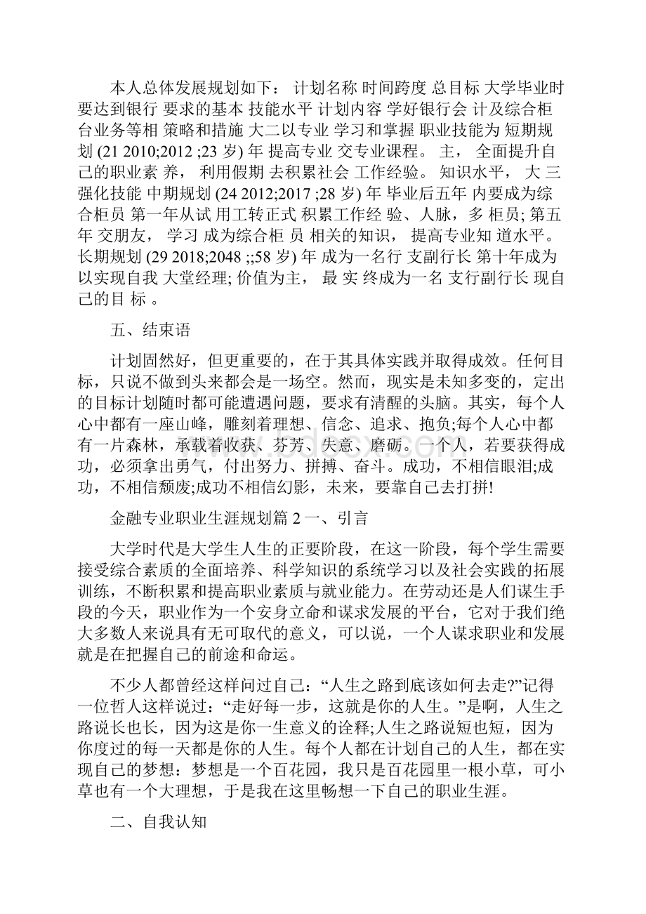 金融专业大学生职业生涯规划书范文.docx_第3页