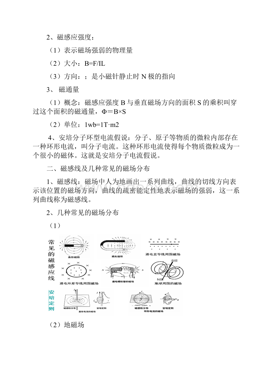 版物理一轮复习 81 磁场及其对电流的作用学案 新人教版选修31Word文档格式.docx_第2页