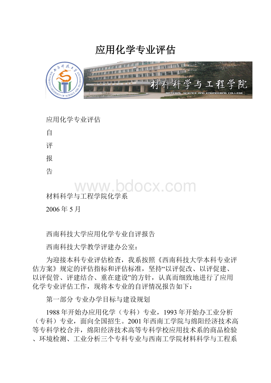 应用化学专业评估.docx