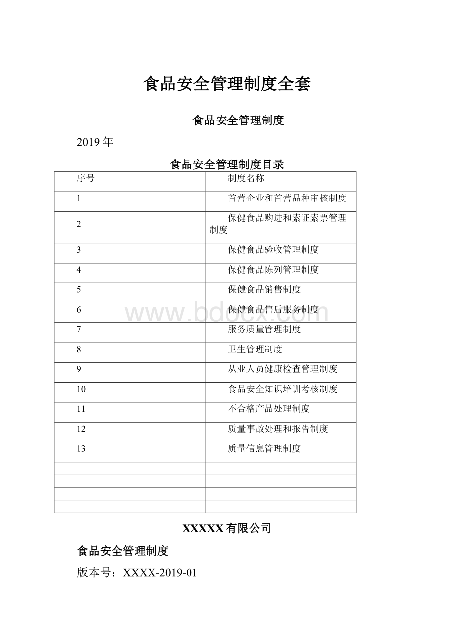 食品安全管理制度全套Word下载.docx