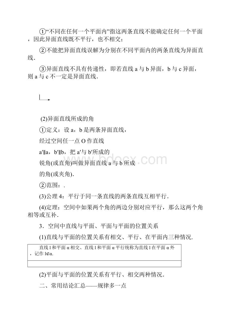 届高考数学文总复习讲义空间点直线平面之间的位置关系.docx_第2页