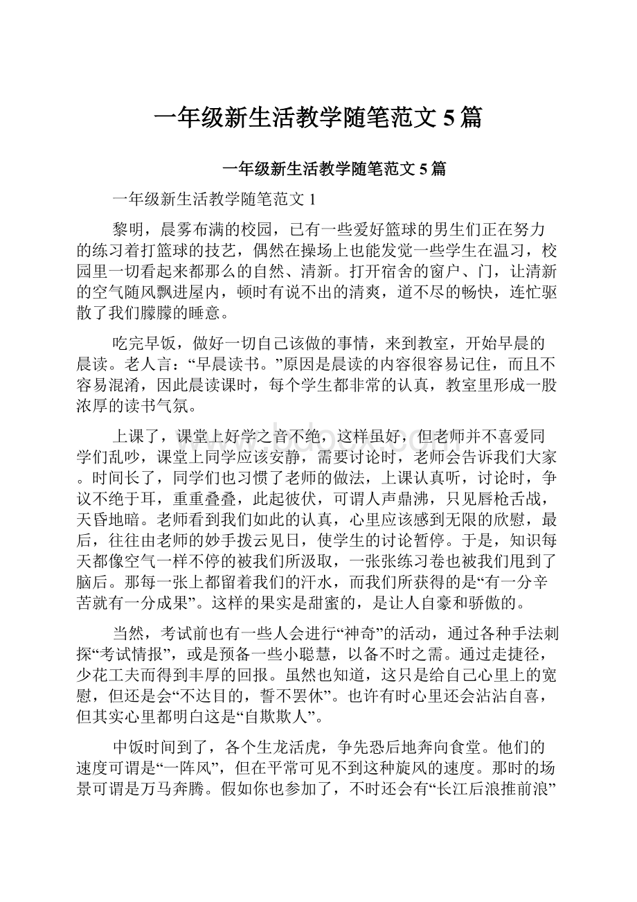 一年级新生活教学随笔范文5篇.docx