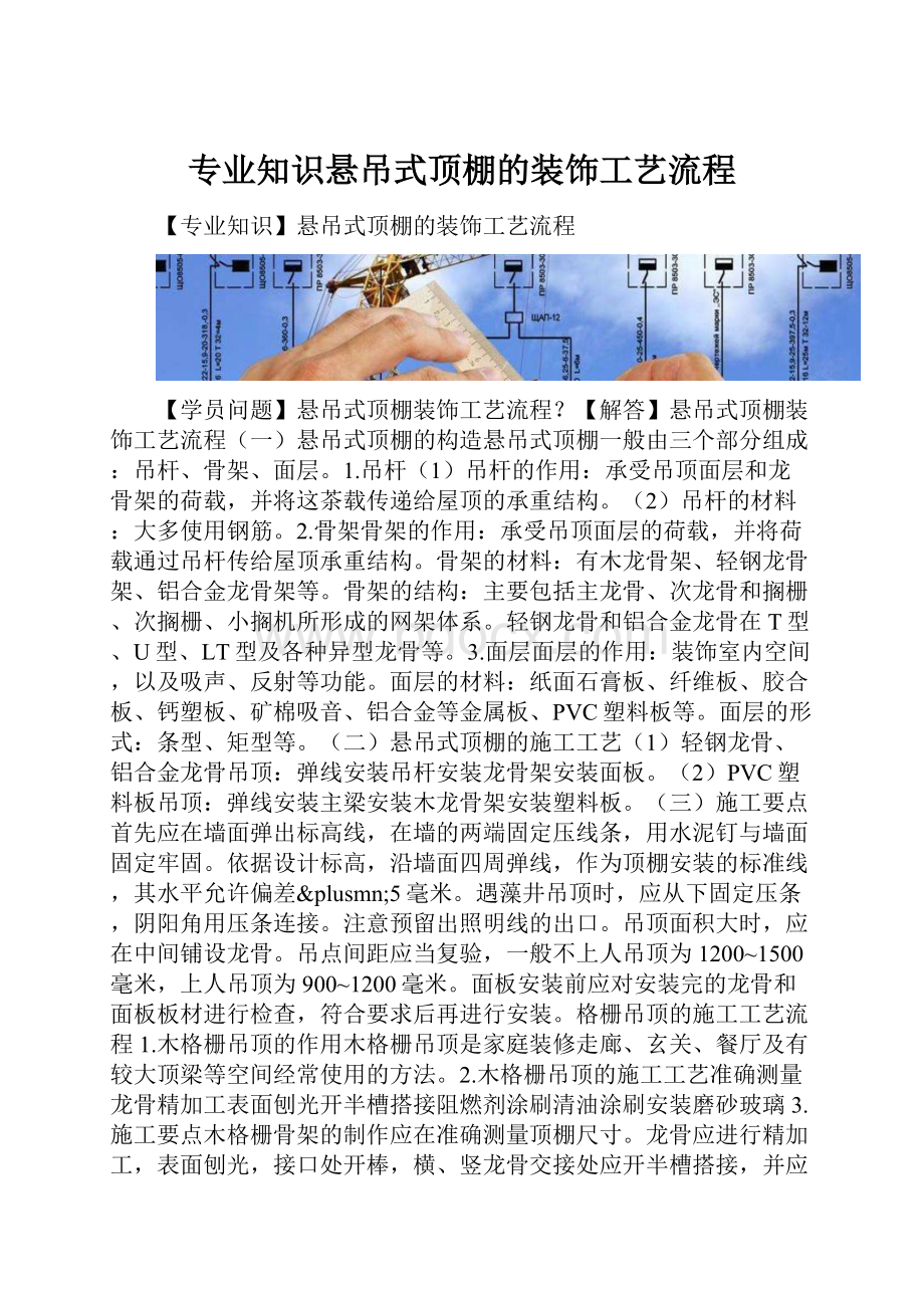 专业知识悬吊式顶棚的装饰工艺流程.docx_第1页