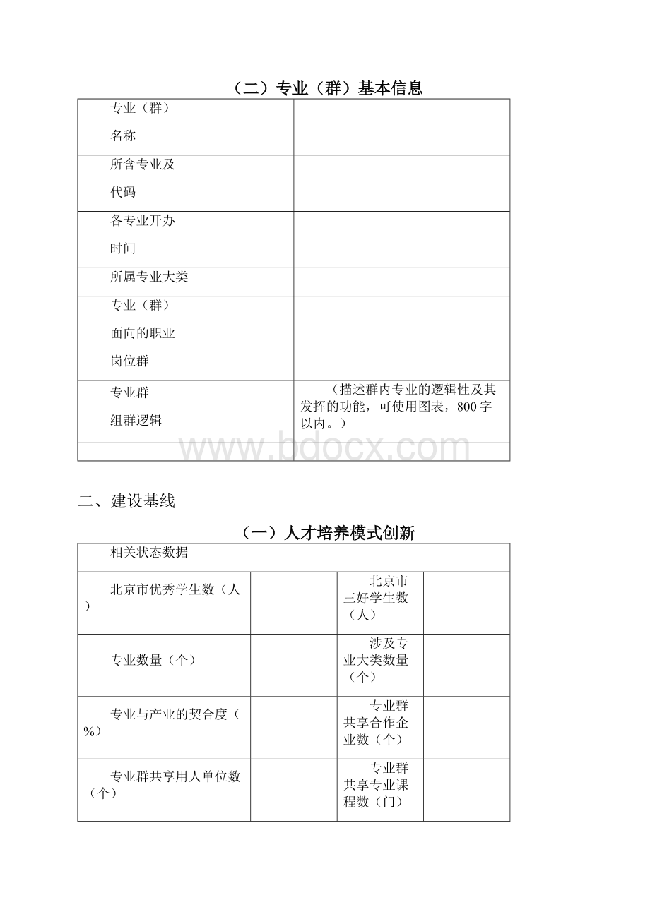 北京市职业院校特色高水平骨干专业群建设项目申报书模板.docx_第3页