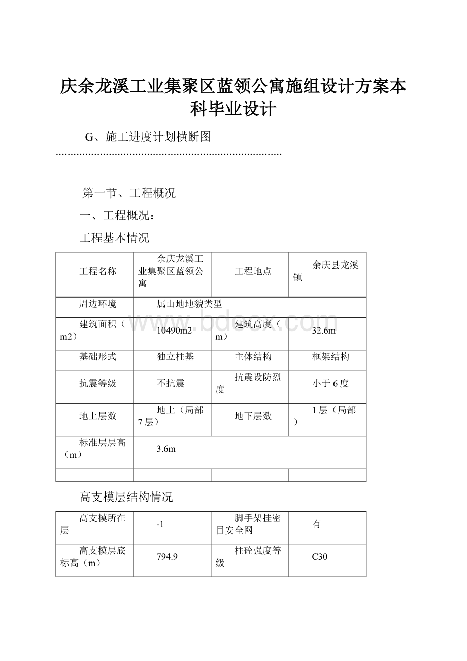 庆余龙溪工业集聚区蓝领公寓施组设计方案本科毕业设计Word文档格式.docx