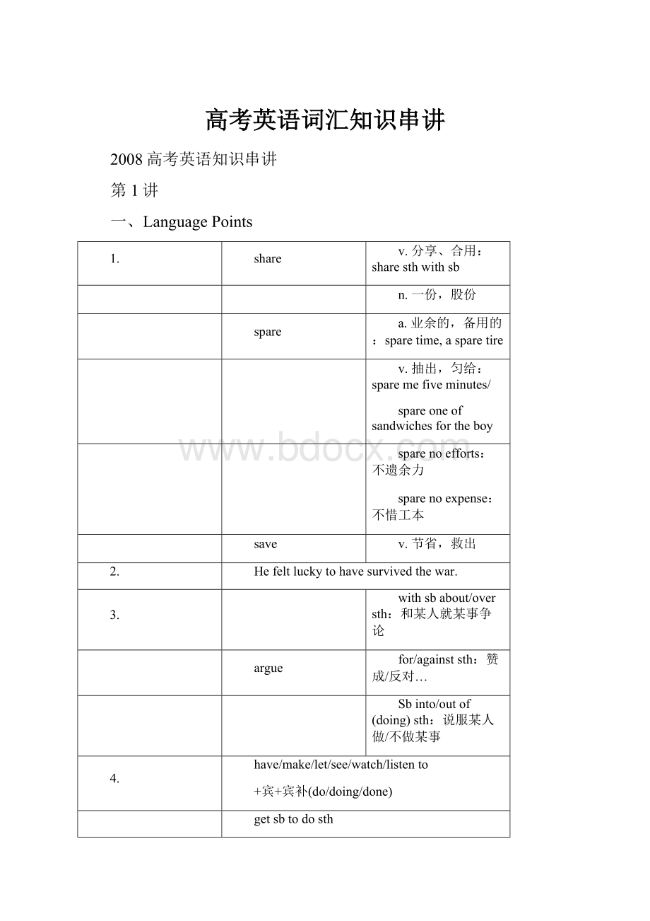 高考英语词汇知识串讲Word文档格式.docx