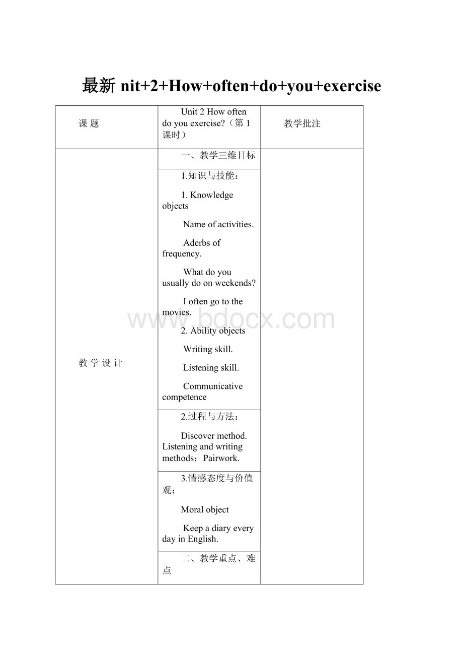 最新nit+2+How+often+do+you+exercise.docx