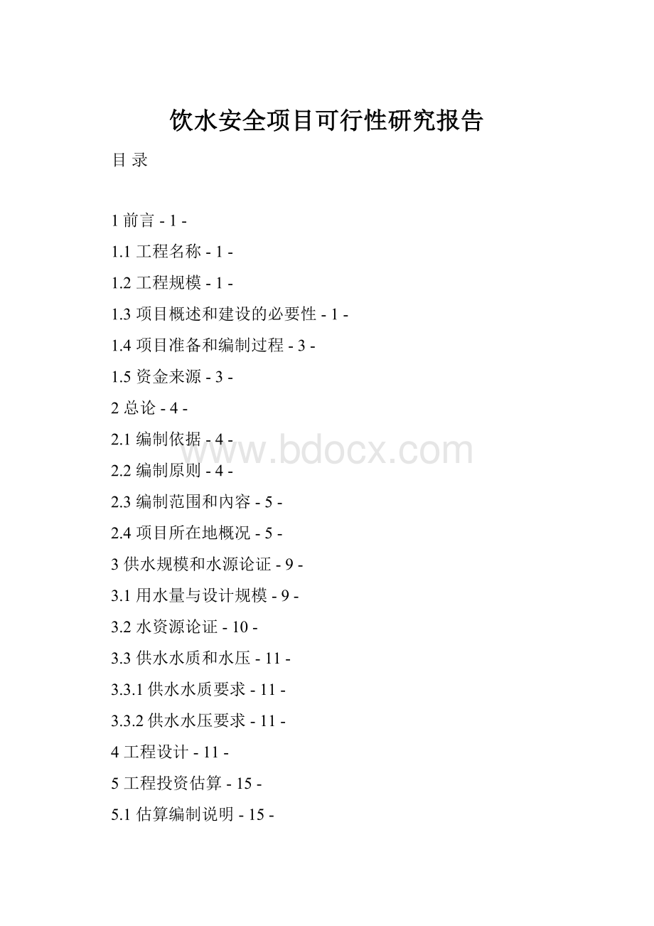 饮水安全项目可行性研究报告.docx