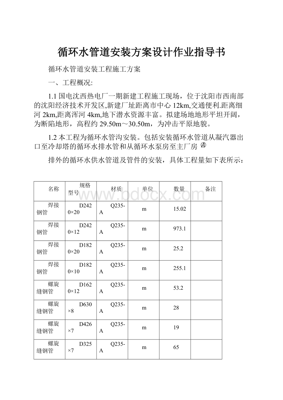 循环水管道安装方案设计作业指导书Word文档下载推荐.docx_第1页