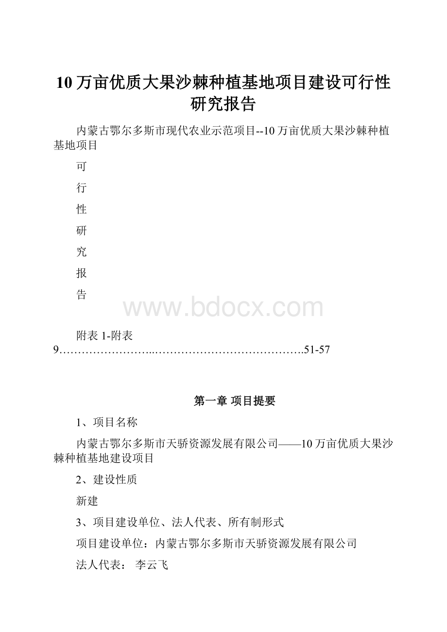 10万亩优质大果沙棘种植基地项目建设可行性研究报告Word文档下载推荐.docx