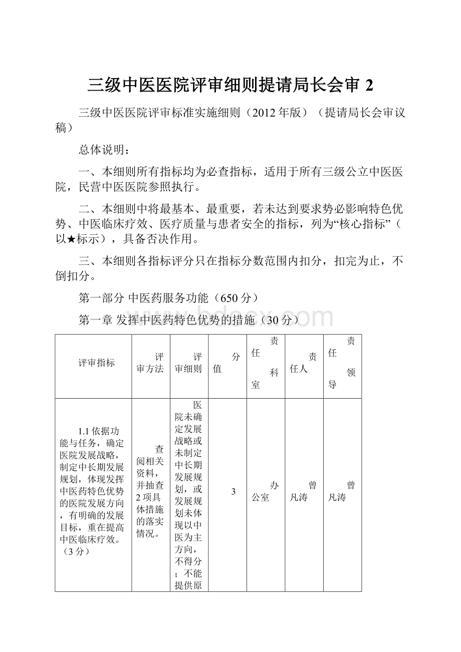 三级中医医院评审细则提请局长会审2Word格式文档下载.docx