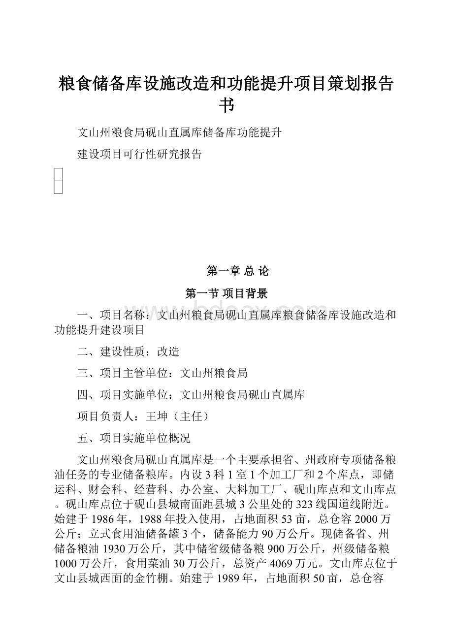 粮食储备库设施改造和功能提升项目策划报告书.docx