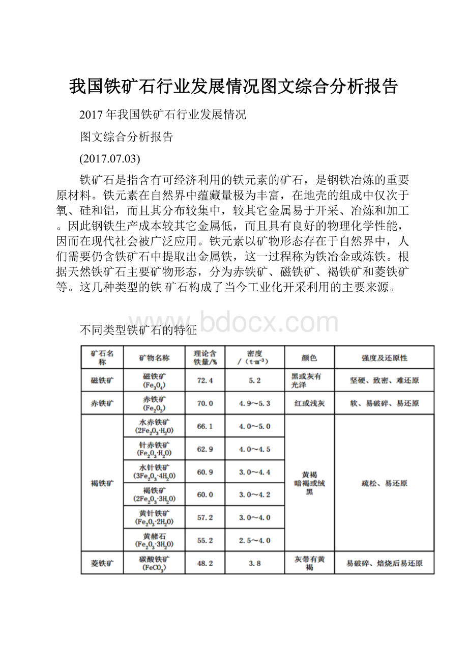 我国铁矿石行业发展情况图文综合分析报告Word下载.docx