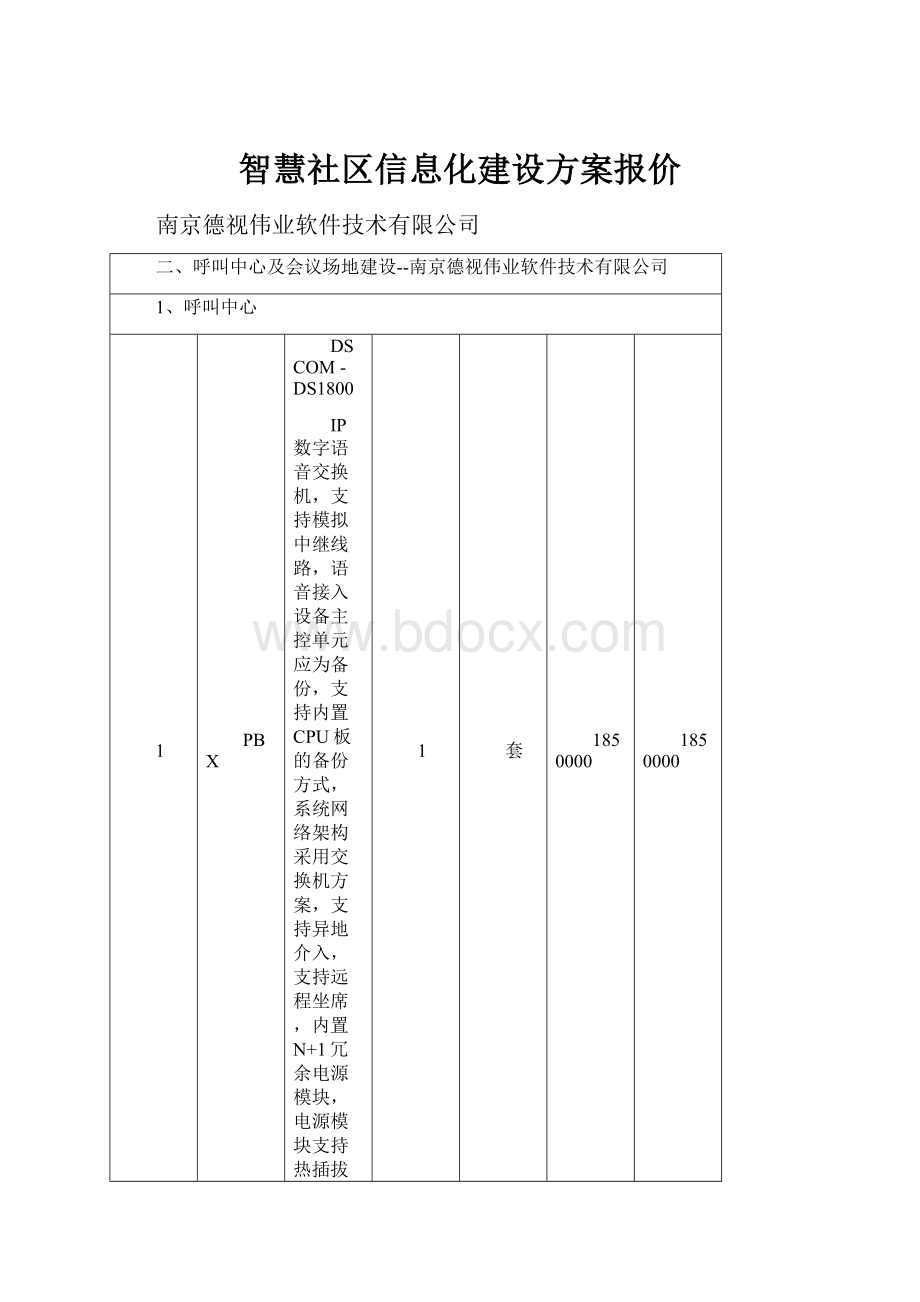 智慧社区信息化建设方案报价文档格式.docx