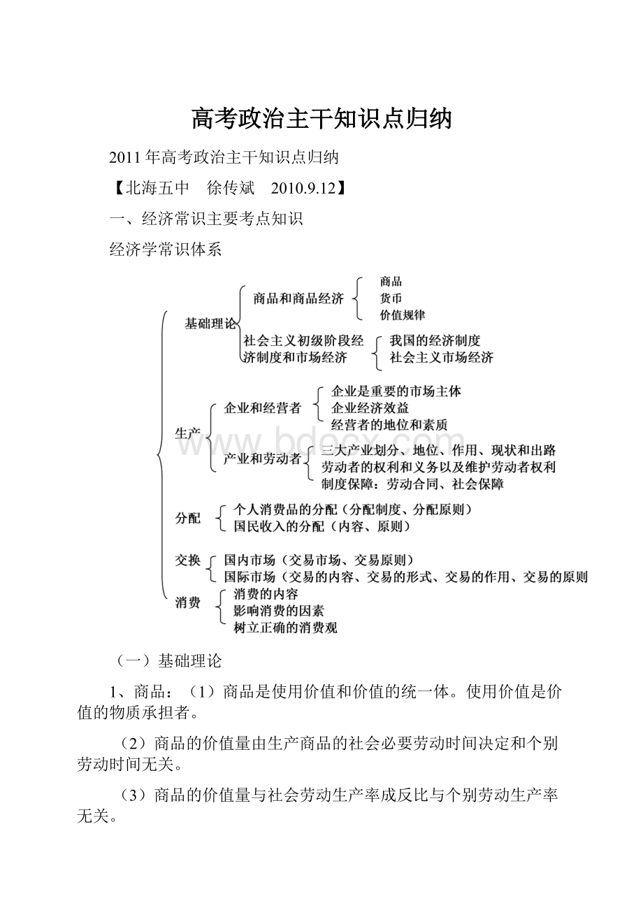 高考政治主干知识点归纳Word文件下载.docx_第1页