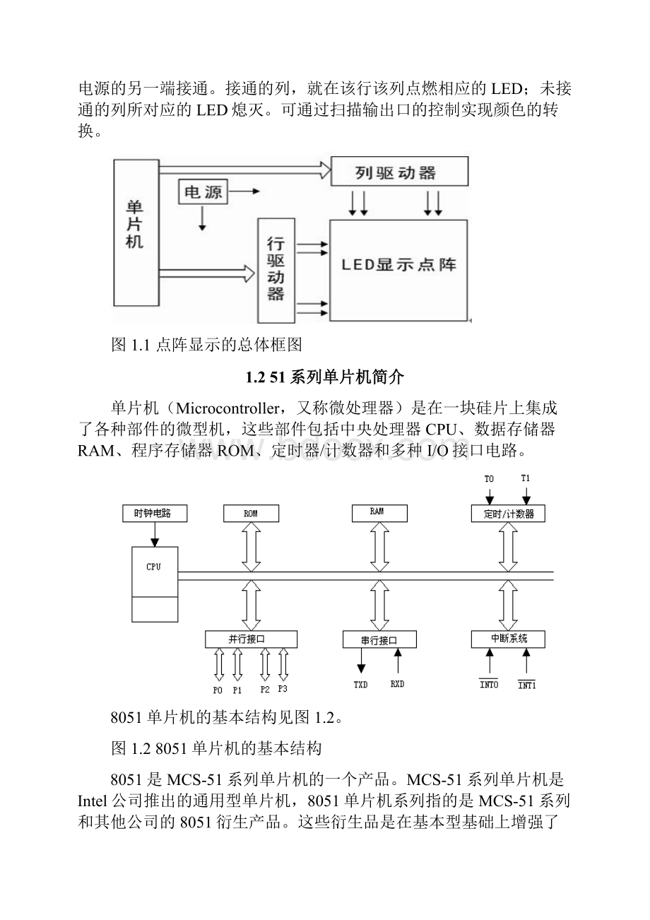 单片机课程设计点阵汉字显示Word文档格式.docx_第2页