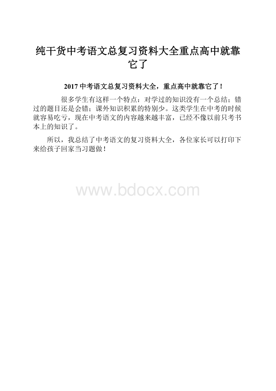 纯干货中考语文总复习资料大全重点高中就靠它了.docx