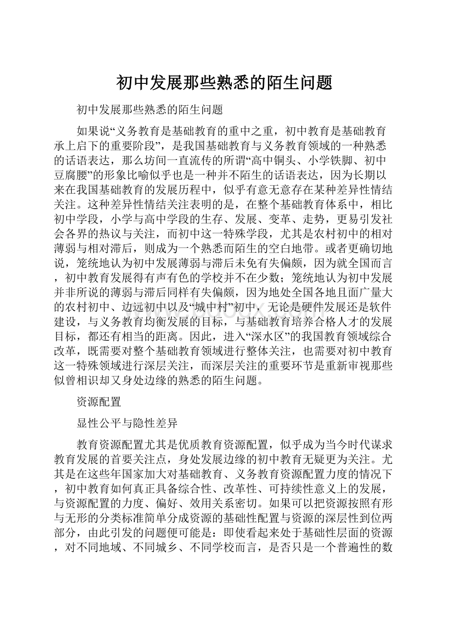 初中发展那些熟悉的陌生问题Word格式文档下载.docx