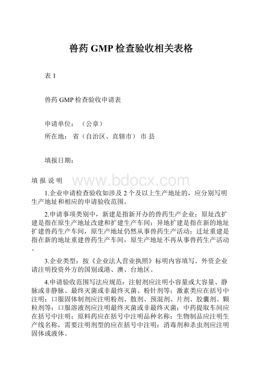 兽药GMP检查验收相关表格.docx