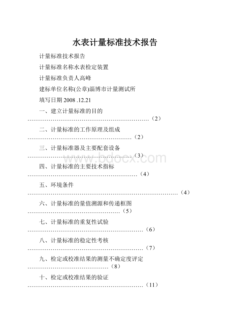 水表计量标准技术报告文档格式.docx