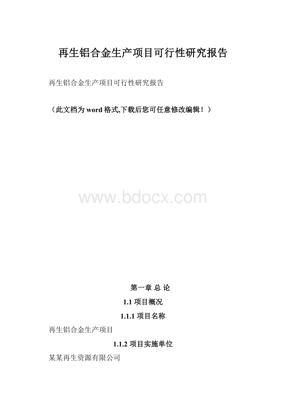 再生铝合金生产项目可行性研究报告.docx