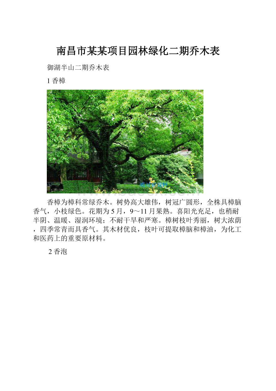 南昌市某某项目园林绿化二期乔木表.docx_第1页